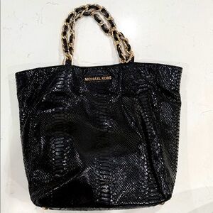 Michael Kors Black and Gold croc tote